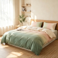 Parure de lit personnalisée toutes saisons à imprimé dégradé minimaliste, 4 pièces, en microfibre respirante, avec housse de couette, drap et taies d'oreiller, OEM ODM