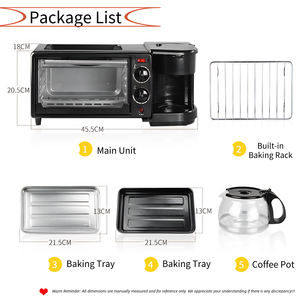 Station de petit-déjeuner électrique 3-en-1 nouvelle génération 2025, four à micro-ondes en plastique, cafetière, poêle à frire, usage domestique et <span class=keywords><strong>garage</strong></span> - Product Image 5