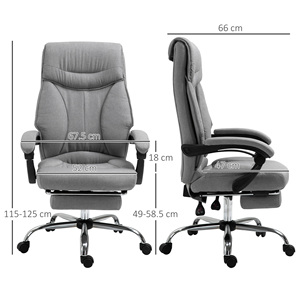 Vinsetto Ergonomic <b>Swivel</b> Office <b>Chair</b>, <b>Desk</b> <b>Chair</b> with Wheels, Retractable Footrest and 135° Reclining, Adjustable Height, Grey - Product Image 3