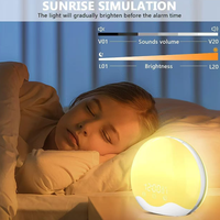 Lámpara Despertador con Luz de Colores, Lámpara de Noche con Iluminación de Doble Cara, Simulación de Amanecer, Lámpara LED Electrónica