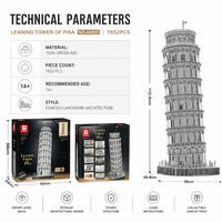 Set de Bloques de Construcción Personalizado de la Torre Inclinada de Pisa, 7652 Piezas, 112 cm de Altura, Modelo de Arquitectura Famosa, Juguete STEM, Marca Privada