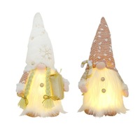 Fournitures de décoration de Noël du Nouvel An, poupée sans visage en peluche à paillettes avec lumières et ornements de fenêtre Rudolph lumineux