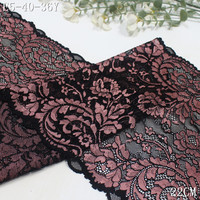 Harga Pabrik Kain Jaring Elastis Motif Bunga Dua Warna Hitam Pink 22cm Ramah Lingkungan, Gaya Vintage untuk Bra Wanita