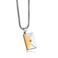 Collier avec lettres d'amour en acier inoxydable, vente en gros directe d'usine, enveloppe, médaillon, pendentif, collier d'enveloppe
