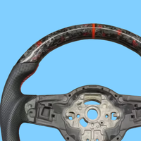 Volant en cuir semi-perforé R-Line en fibre de carbone forgée pour Volkswagen Polo Golf 4 5 6 7 Jetta Tiguan Passat B7 B8