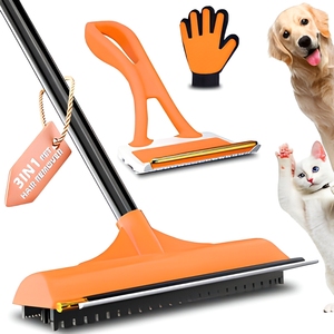Rascador de Pelo para Mascotas con Mango Largo Ajustable, Kit de Rastrillo para Alfombras Reutilizable para Pelo de Perro y Gato, para Eliminar Pelos de Alfombras de Baño - Product Image 1