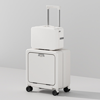 Valise à roulettes silencieuse 18 pouces à ouverture frontale, ensemble de 2 pièces, avec port de chargement USB Type-C, sacoche pour ordinateur portable, serrure TSA, logo personnalisé