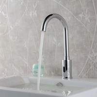 Robinet mitigeur de salle de bain moderne monotrou à commande automatique sans contact, en laiton, pour lavabo, à poignée unique, à poser sur le comptoir