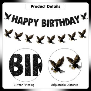 Pancarta de <span class=keywords><strong>Feliz</strong></span> <span class=keywords><strong>Cumpleaños</strong></span> con Diseño de Águila Calva y Guirnalda, Decoraciones para Fiesta de <span class=keywords><strong>Cumpleaños</strong></span> con Temática de Águila Calva para Niños, Niñas, Hombres y Mujeres - Product Image 5