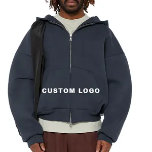 Hombres de lujo personalizado Zip Up Hoodie Oversized Heavy Weight Streetwear Algodón de alta calidad en blanco Zip Up Hoodie