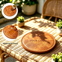 Sous-verres en cuir PU de haute qualité, très demandés, avec logo personnalisé, promotionnels, ronds, écologiques, pour le thé, vente en gros sur mesure