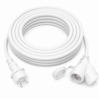 Rallonge électrique Linsheng 10m blanche certifiée SGS H07RN-F Schuko avec protection IP44, 16A 250V AC, double prise