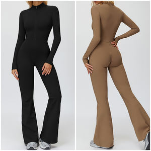 ELT9527女性用スポーツジャンプスーツ暖かい長袖ヨガボディスーツワンピースワークアウトストレッチパンツ付き - Product Image 3