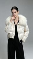 OFTBUY 2026 Nouvelle Parka d'hiver ample avec grand col en fourrure véritable détachable, Doudoune courte épaisse et chaude en duvet de canard blanc pour femme