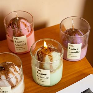 Bougie parfumée en forme de crème glacée au lait dans un bocal en verre, bougie artisanale aromatique, décoration de table, cadeau pour la maison - Product Image 1
