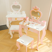 Table de Maquillage en Bois Miniature Éducative pour Enfants, Jeu de Simulation Interactif Parent-Enfant, Jouet de Maison pour Enfants