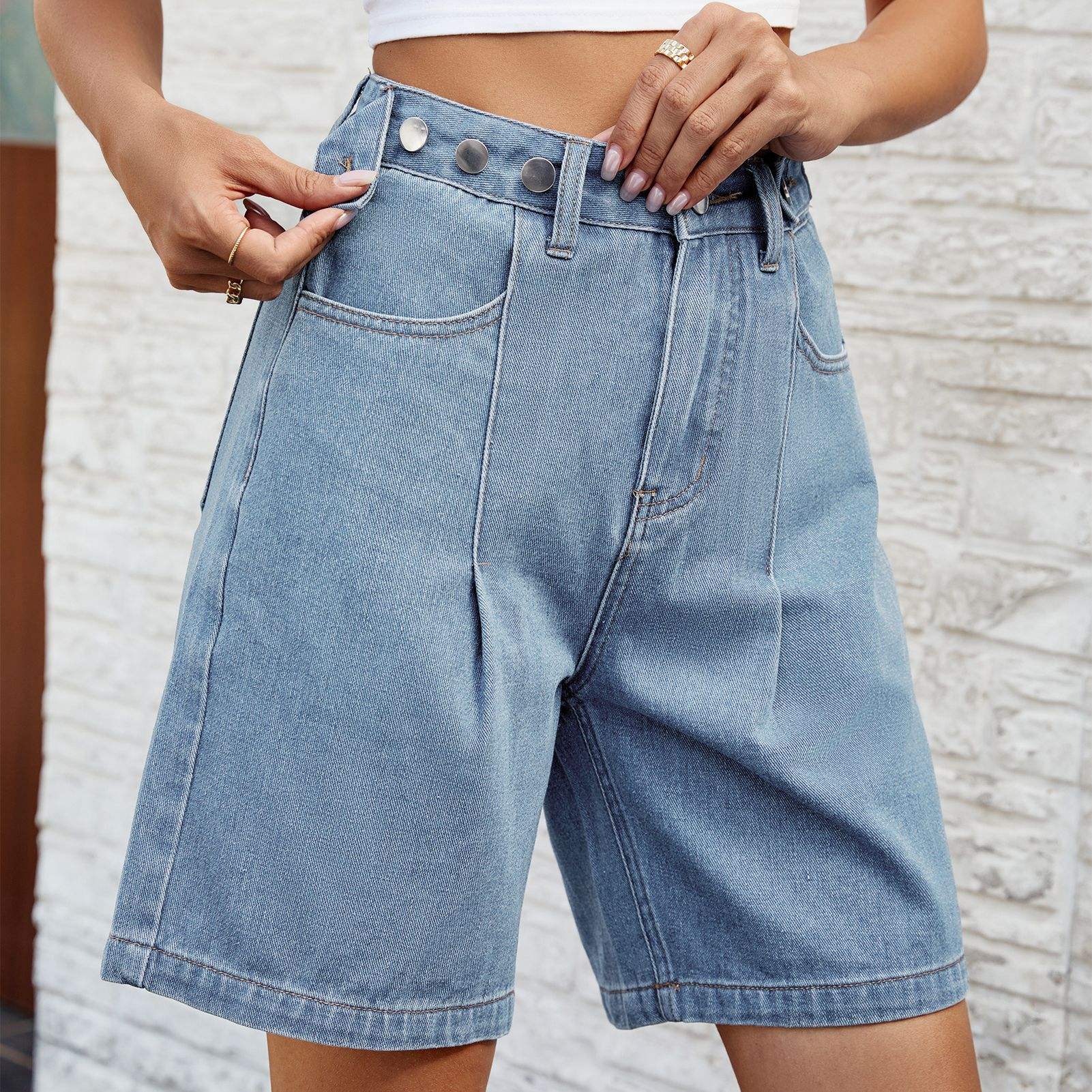 High Waisted Jeans Shorts Women's High Waist Ripped Denim Shorts
