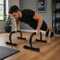 Barras de Flexiones de Acero Resistente con Agarre de Espuma, Revestimiento en Polvo Antideslizante, Equipo de Gimnasio en Casa para Entrenamiento de Fuerza