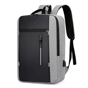 2024新しいビジネスカジュアルコンピューターバッグ防水反射USB充電ファッションラップトップバックパックトラベルスクールバッグ