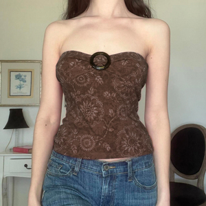 เสื้อครอปทรงคอร์เซ็ทสไตล์เรอเนซองส์สำหรับผู้หญิง ลายดอกไม้ ผ้าถัก ช่วยกระชับสัดส่วน - Product Image 3