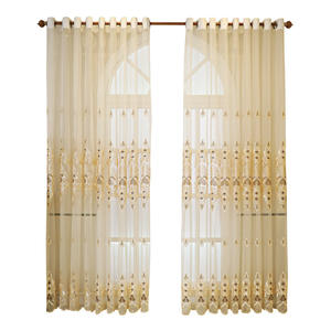 Bán buôn màu be Sheer Rèm phong cách Châu Âu vải tuyn thêu Rèm sang trọng cho phòng khách - Product Image 3