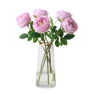 High Quality <b>Single</b> Artificial Real Touch Silk Latex Faux White Pink David Austin Rose <b>Flower</b> for Wedding Party Decoration - Product Image 5