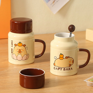 Lelyi Maquiagem Copo com Tampa Criativo Copo De Café Do Agregado Familiar Bonito Copo De Água De Cerâmica Lembrança - Product Image 1