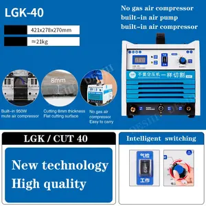 No gás ari compressor máquina de corte de plasma, bomba de ar embutida lgk40/60 grau industrial 220v soldagem elétrica