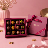 Assortiment de Truffes au Chocolat Gourmandes, Panier Cadeau de Bonbons de Luxe avec Boîte Rigide en Carton Doré
