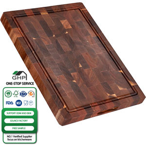 Planche à découper en bois d'acacia massif 16x11x1,5 pouces, à grain transversal, épaisse, robuste, réversible, pré-oléée, pour charcuterie - Product Image 1