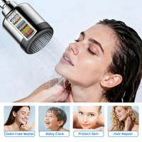 Filtre de Douche Pressurisé à 12 Étapes Multi-Filtration, Tête de Douche Filtrante Remplaçable pour Élimination du Chlore, Réglable à 360°