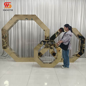 SMOOTH High Quality Rectangle Stainless Steel <b>Backdrop</b> <b>Stand</b> with Gold/Silver Mirror Design for Wedding Decor - Product Image 2