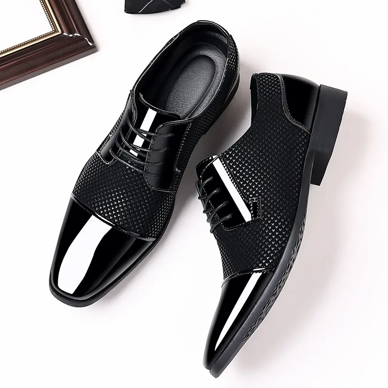 Leather shoes men's new business formal wear casual spring and autumn breathable men's British Korean style groom wedding shoes