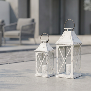 Faroles de Metal con Aspecto de Mármol Modernos para Decoración del Hogar y Patio Exterior - Product Image 1