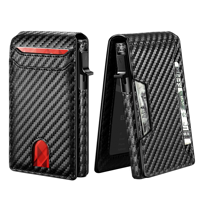 Dompet kartu penghalang RFID, dompet kulit pria bergaya, tempat kartu Pop up cerdas, dompet saku depan untuk pria