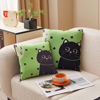 Coussin-plaid portable 2-en-1 avec imprimé chat mignon, couverture de sieste, coussin de voyage, confortable et chaud, multi-usage, quatre saisons, pour avion, maison, cadeau