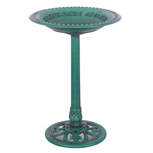 Green Pedestal <b>Bird</b> Bath <b>Feeder</b> for Outdoor Backyard Birding, Resin Traditional Design with Painted Finish, <b>Freestanding</b> for Wil - Product Image 1