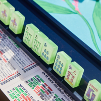 Mahjong sur mesure Garden Glow Matcha Pearl Insects and Flowers, 160 tuiles de mahjong, 1 couche, en acrylique de luxe, ensemble américain