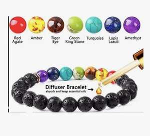 Pulsera Unisex de 7 Chakras con roca de lava y 7 piedras preciosas naturales pulidas, pulsera curativa de imitación antigua hecha a mano, venta - Product Image 5