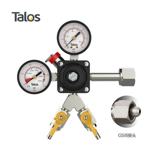 ตัวควบคุมแรงดันก๊าซ CO2 แบบขั้นตอนเดียว ยี่ห้อ Talos พร้อมเกจวัดแรงดันและวาล์วระบายแรงดัน สำหรับระบบเบียร์ - Product Image 2