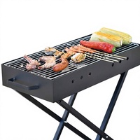 Barbecue pliant d'extérieur épaissi en forme de X avec souffleur, couvercle et poids de 9 kg, portable pour usage domestique et jardin