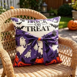 Fodera per cuscino decorativa di Halloween con stampa fantasma e zucca, per letto e divano, ideale per il Trick or Treat - Product Image 5