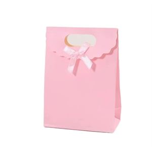 Die-cut Hand-held Recyclable Paperboard Gift <b>Bag</b> with Bow for Candy Souvenir Cosmetics Perfume Lipstick Coffee Beans - Product Image 2