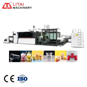 Fully Automatic Servo Drive Disposable Plastic Glass Cup Bowl Box Heat Press Moulding Machine