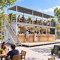 Conteneur préfabriqué sur mesure de 40 pieds, café mobile, bar à bière, restaurant modulaire de luxe, boutique à deux étages