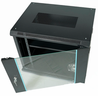 Armoire serveur réseau murale 9U 19 pouces, porte en verre trempé noir, profondeur 450 mm, acier sur mesure en stock