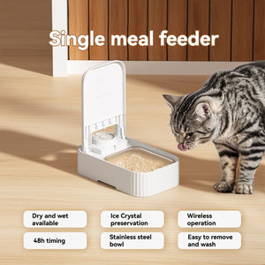 Distributeur automatique de nourriture pour animaux de compagnie à minuterie pour une seule repas, conserve la fraîcheur pendant 48 heures, bol sans fil pour nourriture sèche et humide avec bloc de glace pour chiens et chats - Product Image 1