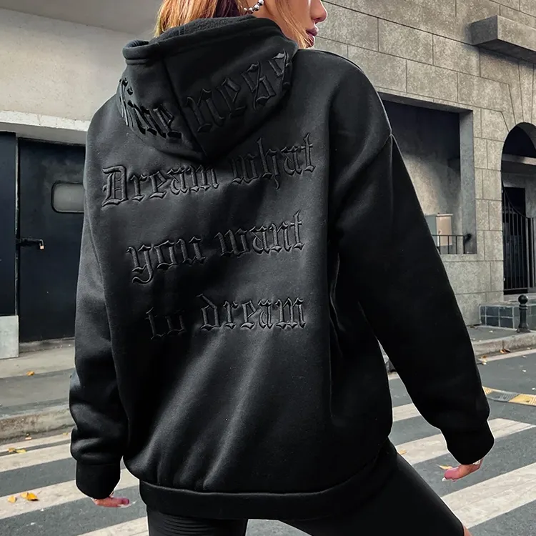 Wholesale Heavyweight Oversized Essentials Cotton French Terry Polyester Puff Print Hoodie Custom Unisex Embroidery Hoodie Women