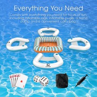 Table de jeu aquatique gonflable en PVC fournie par l'usine, jouet de divertissement pour adultes au bord de la piscine, table d'échecs 105x105cm, sièges flottants en forme de U