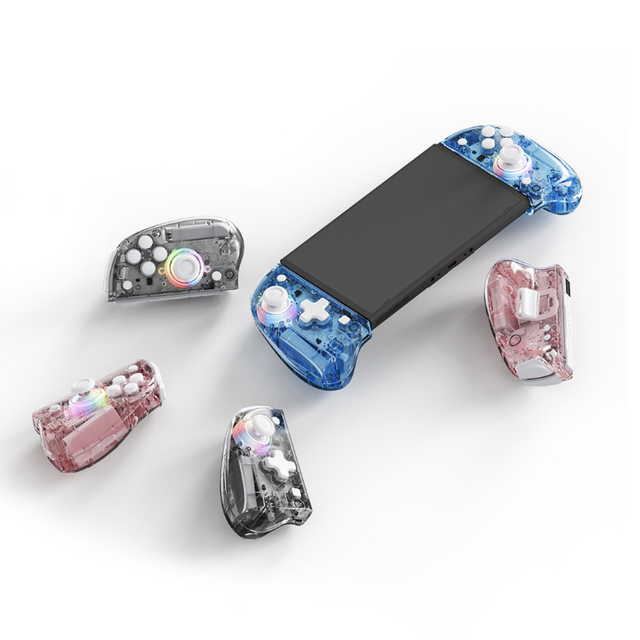 Clear Wireless Controller for Nintendo Switch Controller Left & Right 1 Pair RGB Transparent Wireless Gamepad
